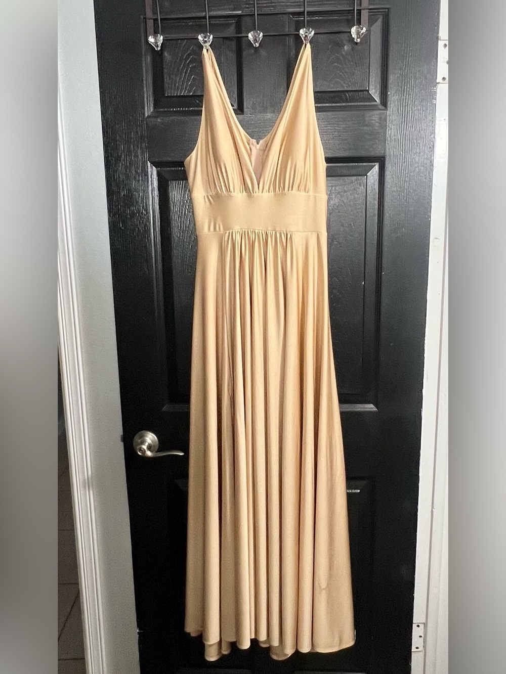 Elegant Cream V-Neck Maxi Dress